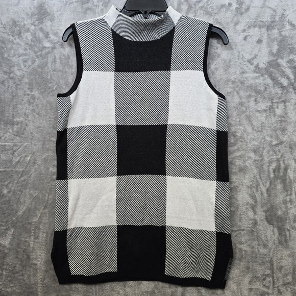 Chico's Tops - Chico's Zenergy Black White Cotton Cashmere Mock Neck Tank Top Women Sz 0 Small